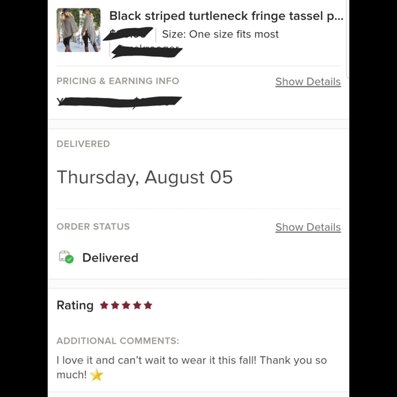 LAST! 5 ⭐Black/cream striped asymmetric turtleneck fringe/tassel hem poncho - Picture 4 of 4